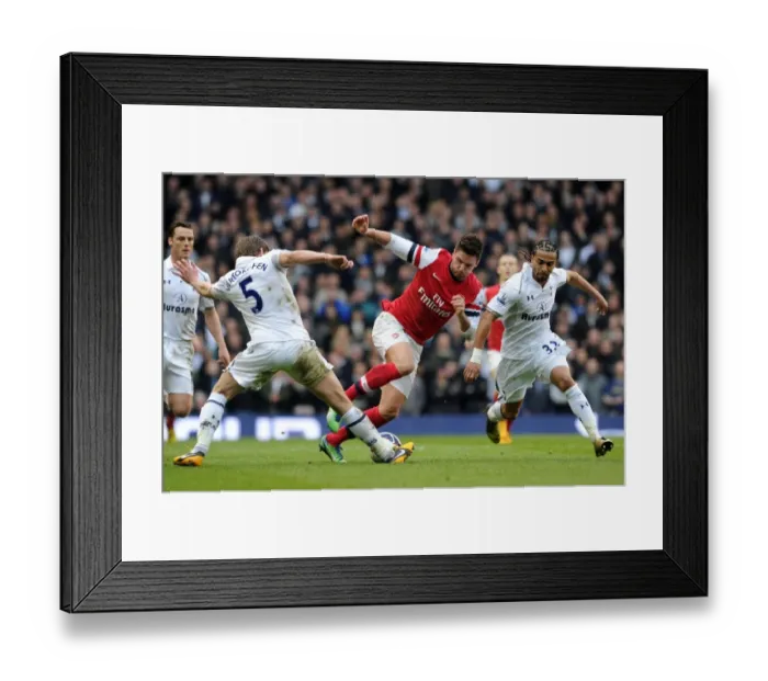 Framed Print : Clash at White Hart Lane: Giroud vs. Vertonghen and Assou-Ekotto (Tottenham vs. Arsenal, 2012-13)