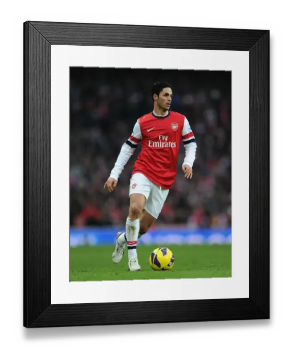 Framed Print : Mikel Arteta Leads Arsenal Against Aston Villa - Premier League 2012-13