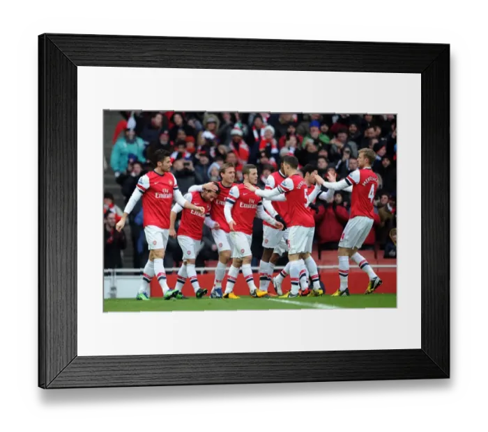 Framed Print : Santi Cazorla celebrates scoring Arsenals 1st goal with his team mates. Arsenal 2: 1 Aston Villa Framed Print : Santi Cazorla celebrates scoring Arsenals 1st goal with his team mates. Arsenal 2: 1 Aston Villa
