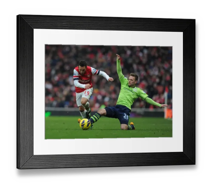 Framed Print : Santi Cazorla Outmaneuvers Andreas Weimann: Arsenal vs Aston Villa, Premier League 2012-13