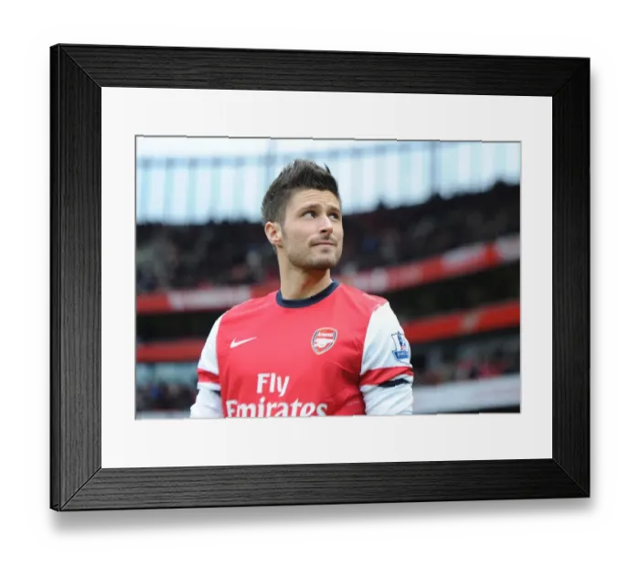 Framed Print : Olivier Giroud: Arsenal's Pre-Match Focus vs Aston Villa (2012-13)