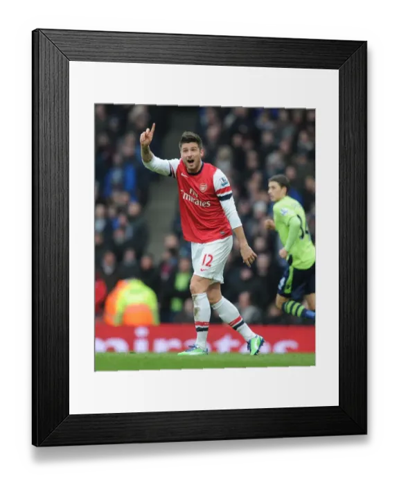 Framed Print : Arsenal's Olivier Giroud in Action Against Aston Villa, Premier League 2012-13