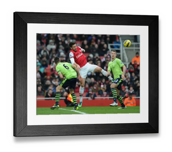Framed Print : Clash at Emirates: Giroud vs Clark and Baker - Arsenal vs Aston Villa, Premier League 2012-13 Framed Print : Clash at Emirates: Giroud vs Clark and Baker - Arsenal vs Aston Villa, Premier League 2012-13