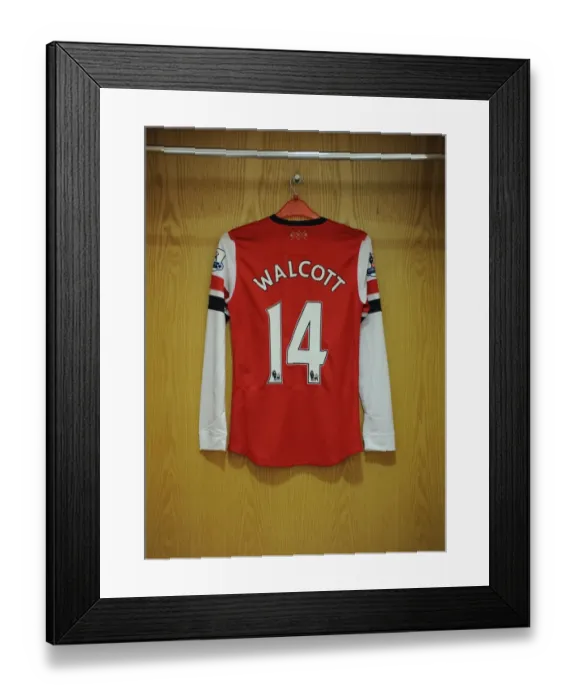 Framed Print : Arsenal vs Aston Villa: Theo Walcott's Jersey at Emirates Stadium (2012-13)