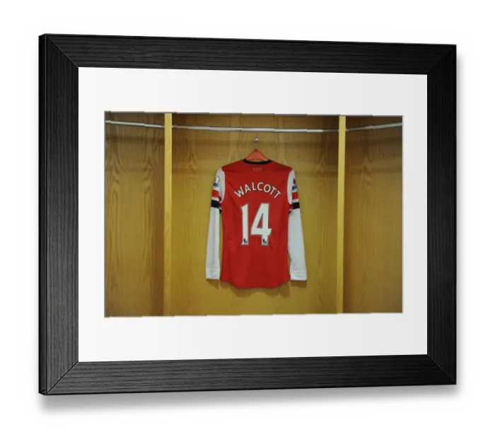 Framed Print : Theo Walcott's Arsenal Jersey at Emirates Stadium: Arsenal vs Aston Villa (2012-13)