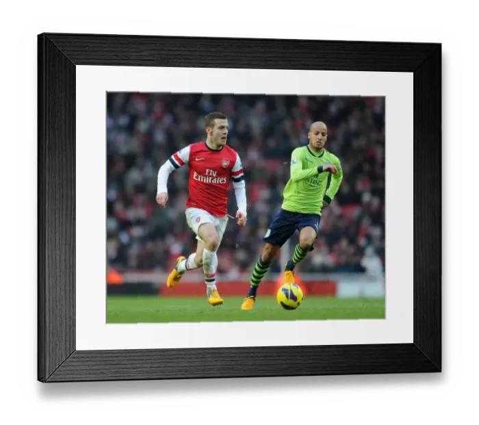 Framed Print : Jack Wilshere Surges Past Karim El Ahmadi: Arsenal vs. Aston Villa, Premier League 2012-13