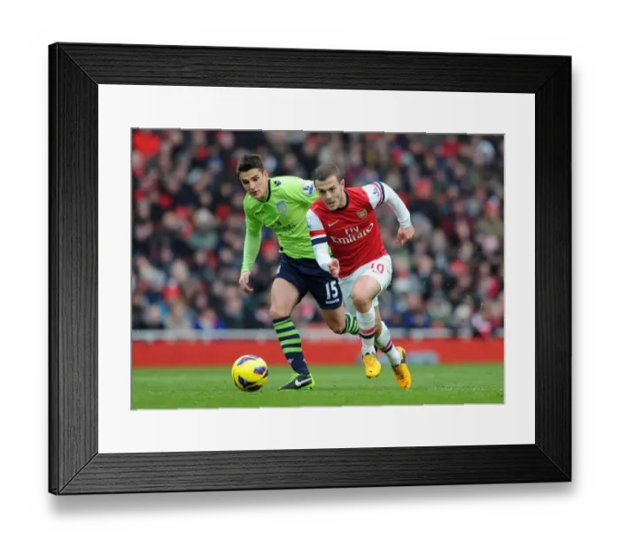 Framed Print : Jack Wilshere Outmaneuvers Ashley Westwood: Arsenal vs. Aston Villa, Premier League 2012-13