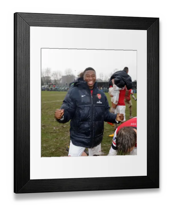 Framed Print : Alfred Mugabo (Arsenal) celebrates after the match. Inter Milan U19 0: 1 Arsenal U19