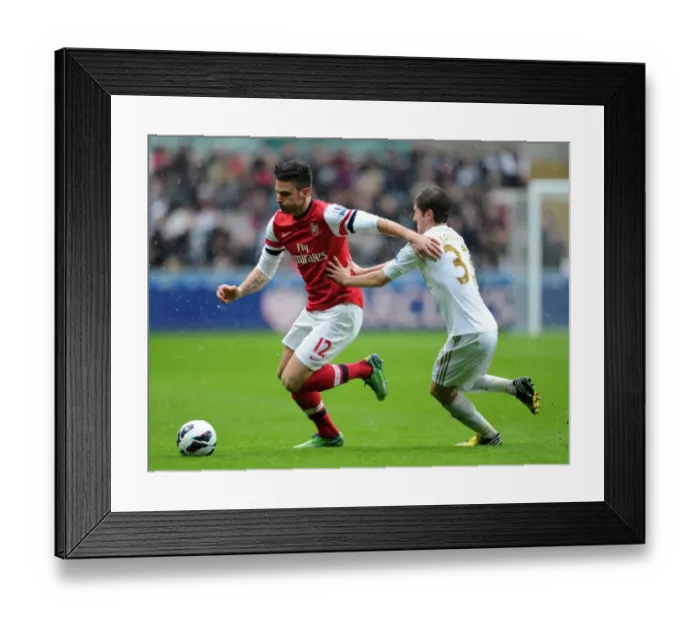 Framed Print : Giroud vs. Davies: Intense Battle at Swansea's Liberty Stadium - Arsenal vs. Swansea City, Premier League 2012-2013 Framed Print : Giroud vs. Davies: Intense Battle at Swansea's Liberty Stadium - Arsenal vs. Swansea City, Premier League 2012-2013