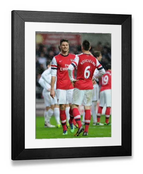 Framed Print : Giroud and Koscielny: A Moment of Connection during Swansea vs. Arsenal (2012-13)