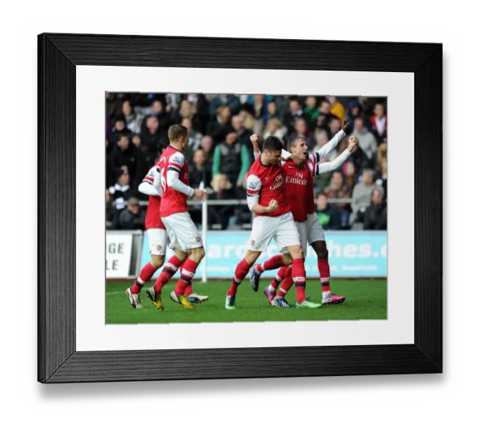Framed Print : Monreal and Giroud Celebrate Arsenal's First Goal Against Swansea City, 2013 Framed Print : Monreal and Giroud Celebrate Arsenal's First Goal Against Swansea City, 2013