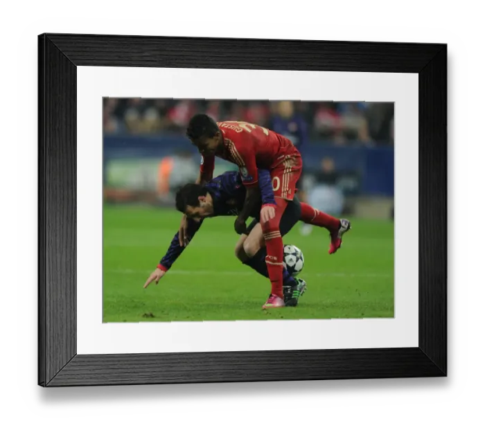 Framed Print : Clash of Midfield Titans: Santi Cazorla vs. Luiz Gustavo - Bayern Munich vs. Arsenal, UEFA Champions League 2013
