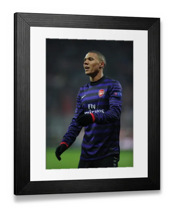 Framed Print : Kieran Gibbs in Action: Arsenal vs. Bayern Munich, UEFA Champions League 2012-13