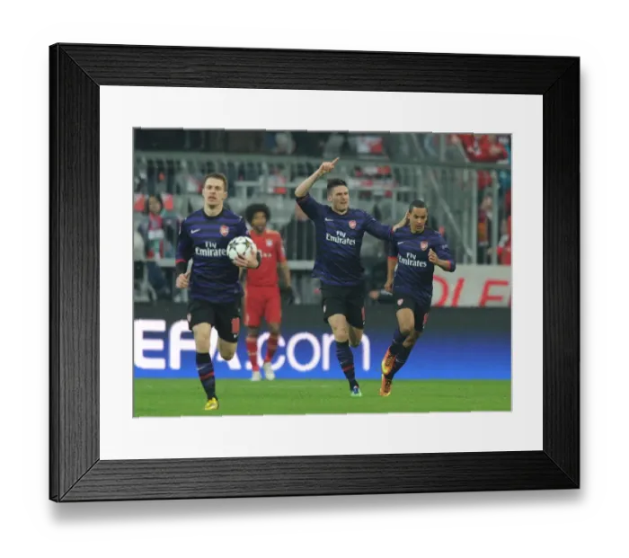 Framed Print : Celebrating Glory: Arsenal's Unforgettable Goal Against Bayern Munich - Giroud and Walcott's Emotional Reaction Framed Print : Celebrating Glory: Arsenal's Unforgettable Goal Against Bayern Munich - Giroud and Walcott's Emotional Reaction