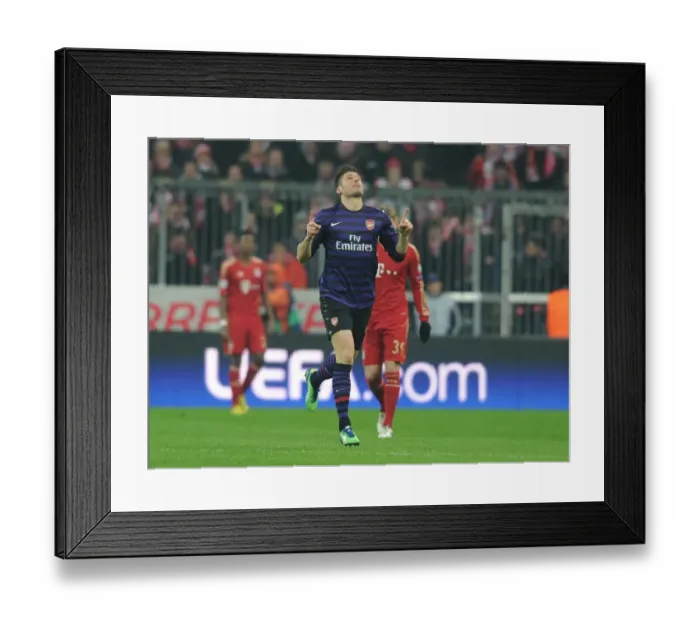 Framed Print : Olivier Giroud Scores First Goal: Arsenal vs. Bayern Munich, UEFA Champions League 2013 Framed Print : Olivier Giroud Scores First Goal: Arsenal vs. Bayern Munich, UEFA Champions League 2013