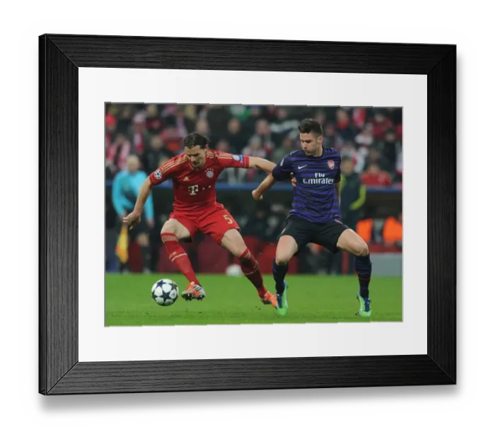 Framed Print : Clash of Titans: Giroud vs. Van Buyten - Arsenal vs. Bayern Munich, UEFA Champions League 2013 Framed Print : Clash of Titans: Giroud vs. Van Buyten - Arsenal vs. Bayern Munich, UEFA Champions League 2013