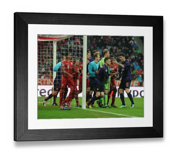 Framed Print : Koscielny's Determined Clash with Neuer: Bayern Munich vs. Arsenal, UEFA Champions League 2012-13 Framed Print : Koscielny's Determined Clash with Neuer: Bayern Munich vs. Arsenal, UEFA Champions League 2012-13
