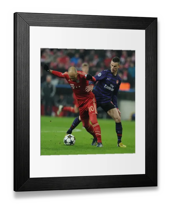 Framed Print : Clash of Titans: Laurent Koscielny vs. Arjen Robben - Bayern Munich vs. Arsenal, UEFA Champions League 2012-13