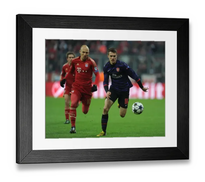 Framed Print : Clash of Stars: Ramsey vs. Robben - Bayern Munich vs. Arsenal, UEFA Champions League 2013