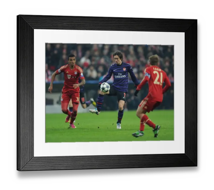Framed Print : Battle for Control: Rosicky vs. Gustavo & Lahm - Bayern Munich vs. Arsenal, UEFA Champions League 2013