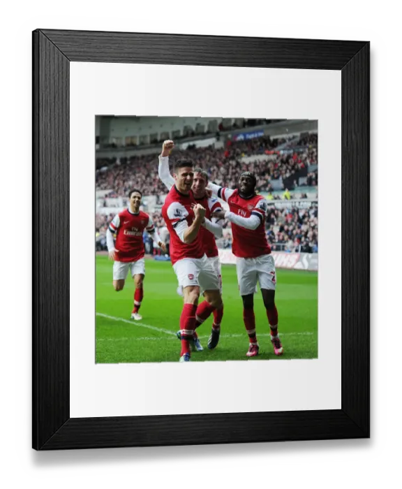 Framed Print : Monreal, Giroud, and Gervinho: Arsenal's Triumphant First Goal Celebration vs. Swansea City (2012-13) Framed Print : Monreal, Giroud, and Gervinho: Arsenal's Triumphant First Goal Celebration vs. Swansea City (2012-13)
