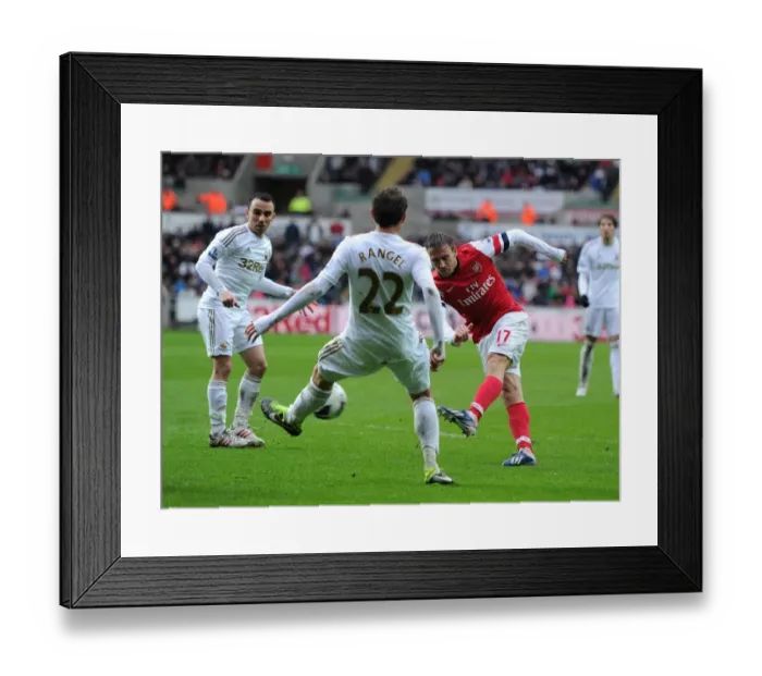 Framed Print : Nacho Monreal Scores Past Angel Rangel: Swansea City vs. Arsenal, Premier League 2012-13