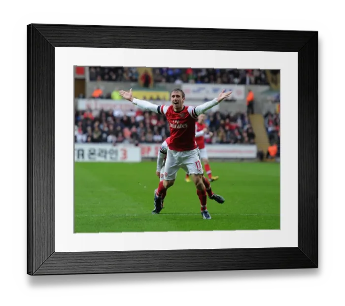 Framed Print : Nacho Monreal Scores First Arsenal Goal: Swansea City vs. Arsenal, Premier League 2012-13