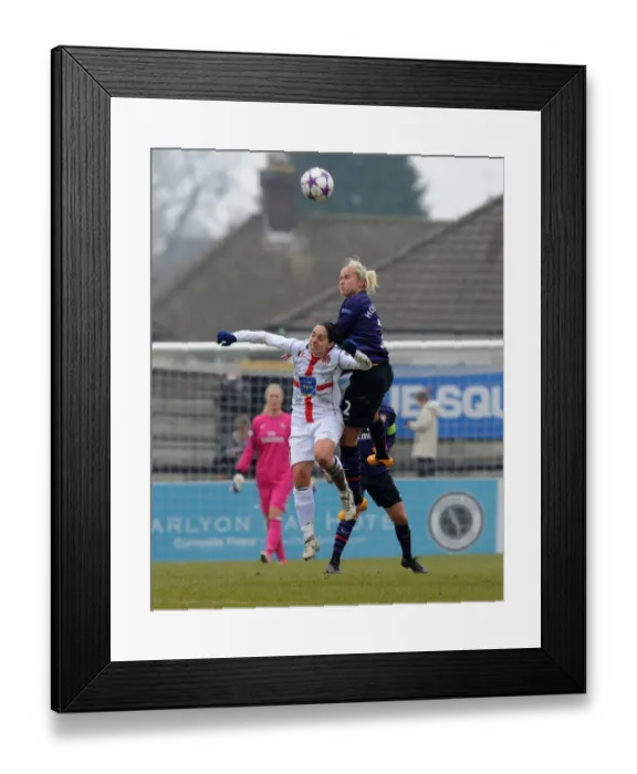 Framed Print : Arsenal Ladies vs. ASD Torres: Steph Houghton Faces Off Against Giulia Domenichetti in UEFA Women's Champions League Quarterfinals