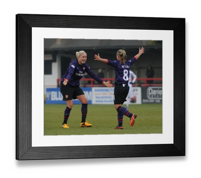 Framed Print : Arsenal Ladies FC Reach UEFA Women's Champions League Semifinals: Jordan Nobbs and Steph Houghton's Goal Celebration Framed Print : Arsenal Ladies FC Reach UEFA Women's Champions League Semifinals: Jordan Nobbs and Steph Houghton's Goal Celebration