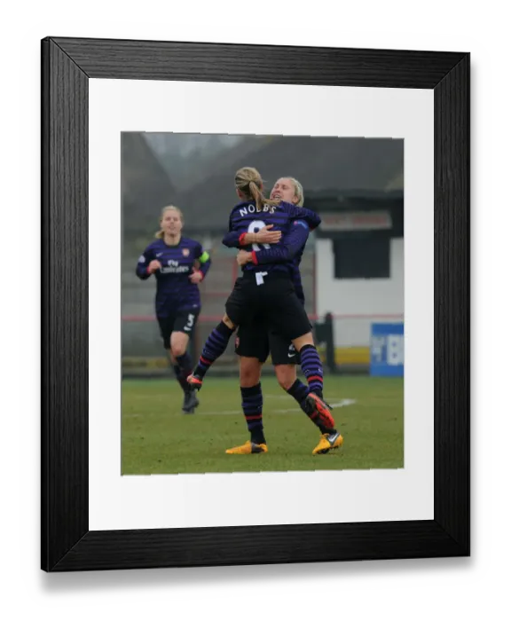 Framed Print : Arsenal Ladies FC's Jordan Nobbs and Steph Houghton Celebrate Goal in UEFA Women's Champions League Quarterfinals