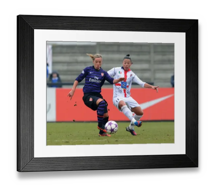 Framed Print : Arsenal Ladies vs. ASD Torres: Nobbs Tackles Iannella in UEFA Women's Champions League Quarterfinals