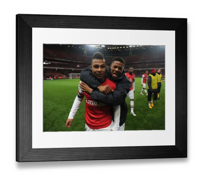 Framed Print : Serge Gnabry and Chuba Akpom (Arsenal) after the match. Arsenal U19 1: 0 CSKA Moscow U19