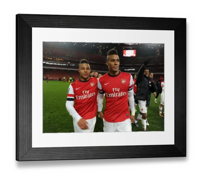 Framed Print : Serge Gnabry and Martin Angha Celebrate Arsenal U19's Quarterfinal Victory over CSKA U19 in the NextGen Series