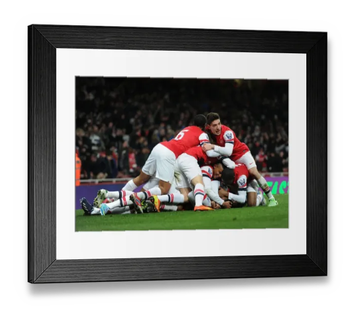 Framed Print : Serge Gnabry Scores and Celebrates with Arsenal U19 Team against CSKA U19 in NextGen Series Quarter Final