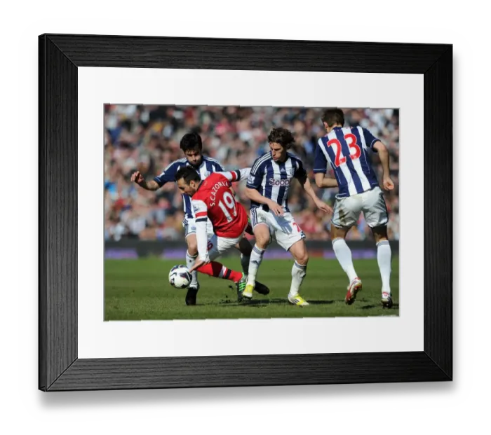 Framed Print : Santi Cazorla Fouled by Billy Jones and Claudio Yacob in West Bromwich Albion vs Arsenal, Premier League 2012-13