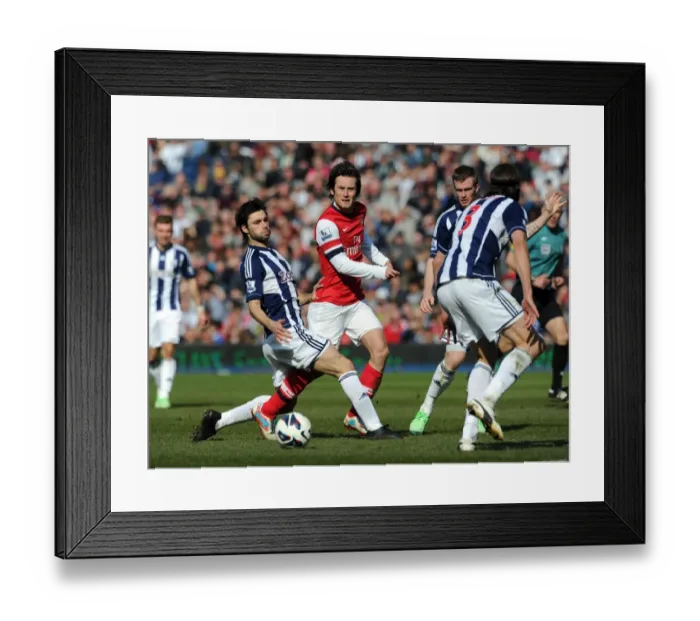 Framed Print : Clash of Midfielders: Rosicky vs. Yacob - West Bromwich Albion vs. Arsenal, Premier League 2012-13