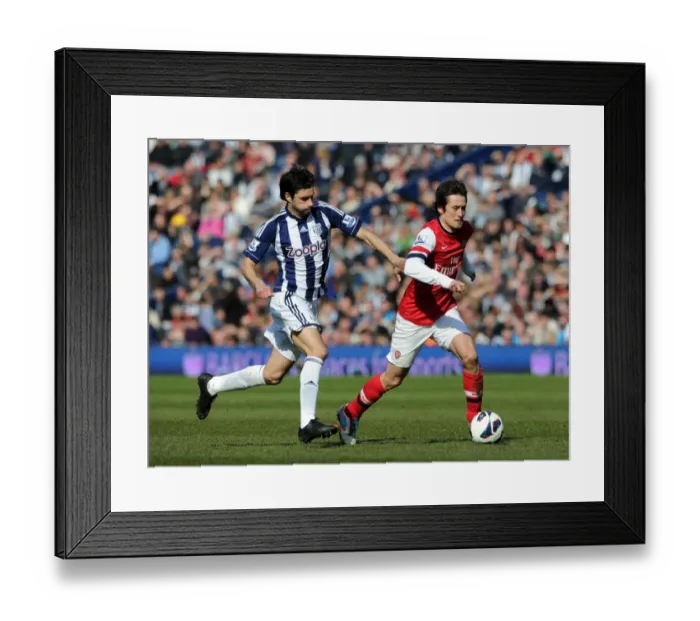 Framed Print : Clash of Midfield Titans: Rosicky vs. Yacob, Arsenal vs. West Bromwich Albion, Premier League 2012-13