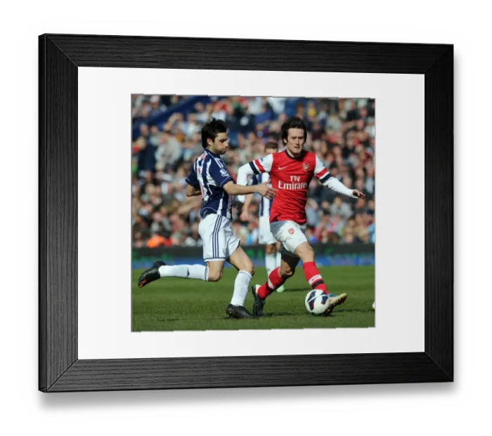 Framed Print : Midfield Battle: Rosicky vs. Yacob, Arsenal vs. West Bromwich Albion, Premier League 2012-13 Framed Print : Midfield Battle: Rosicky vs. Yacob, Arsenal vs. West Bromwich Albion, Premier League 2012-13
