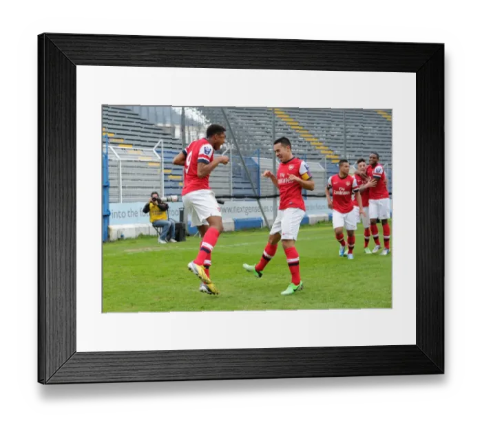 Framed Print : Chuba Akpom and Nico Yennaris Celebrate Arsenal's Goal in NextGen Series Semi-Final against Chelsea Framed Print : Chuba Akpom and Nico Yennaris Celebrate Arsenal's Goal in NextGen Series Semi-Final against Chelsea