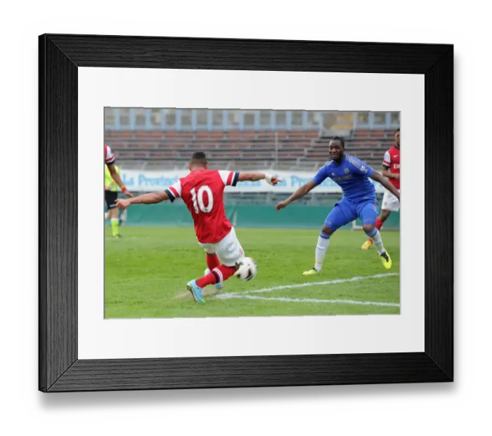 Framed Print : Serge Gnabry scores Arsenals 3rd goal. Arsenal 3: 4 Chelsea. NextGen Series 1  /  2 Final