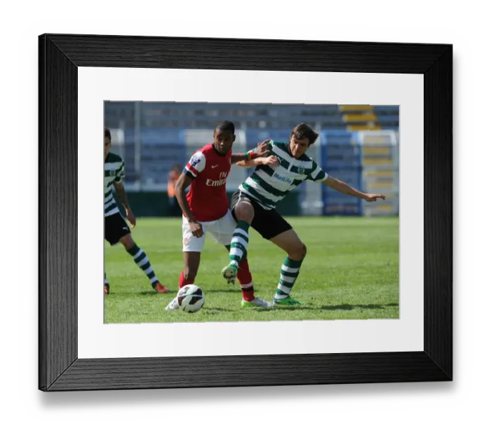 Framed Print : Arsenal's Zak Ansah Clashes with Sporting's Joao Palhinha in NextGen Series 3rd Place Play Off Framed Print : Arsenal's Zak Ansah Clashes with Sporting's Joao Palhinha in NextGen Series 3rd Place Play Off