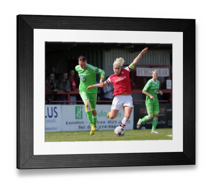 Framed Print : Steph Houghton vs. Viola Odebrecht: A Tense Battle in the UEFA Women's Champions League Semi-Finals