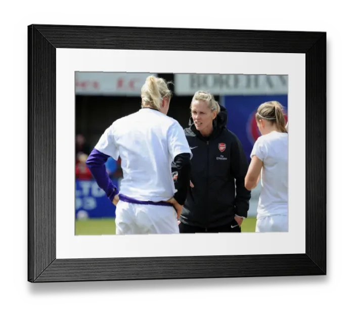 Framed Print : Shelley Kerr Guides Arsenal Ladies in UEFA Women's Champions League Semi-Final Battle against VfL Wolfsburg