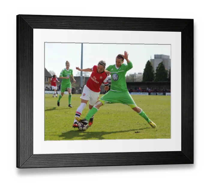 Framed Print : Arsenal Ladies vs. VfL Wolfsburg: Nobbs vs. Odebrecht in Intense Semi-Final Clash of UEFA Women's Champions League