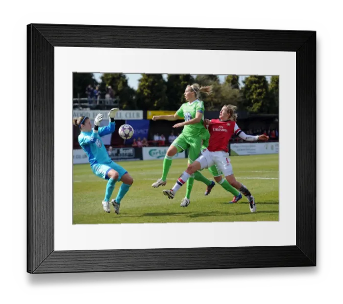 Framed Print : Showdown in the Semi-Finals: Ellen White vs. Lena Goessling and Alisa Vetterlein - Arsenal Ladies vs. VfL Wolfsburg in the UEFA Women's Champions League Framed Print : Showdown in the Semi-Finals: Ellen White vs. Lena Goessling and Alisa Vetterlein - Arsenal Ladies vs. VfL Wolfsburg in the UEFA Women's Champions League