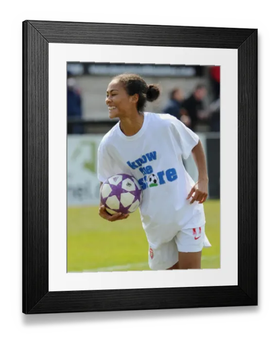 Framed Print : Arsenal's Rachel Yankey: Focused and Ready for UEFA Women's Champions League Semi-Final Showdown against VfL Wolfsburg