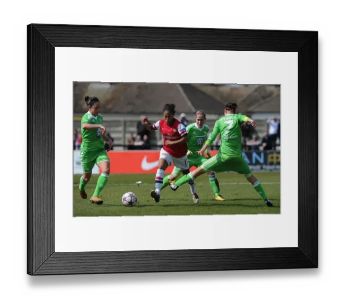 Framed Print : A Clash of Stars: Rachel Yankey vs. Nadine Kessler, Anna Blasse, and Viola Odebrecht in the UEFA Women's Champions League Semi-Final