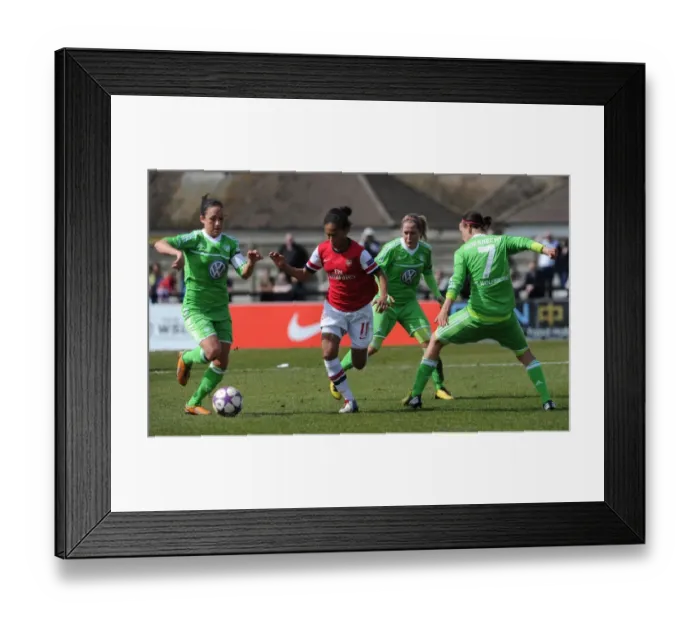Framed Print : A Clash of Titans: Rachel Yankey vs. Nadine Kessler, Anna Blasse, and Viola Odebrecht in the UEFA Women's Champions League Semi-Final
