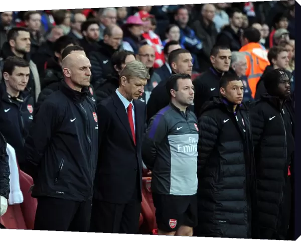 Steve Bould (Assistant Manager) and Arsene Wenger the Manager of Arsenal observe a minutes silence