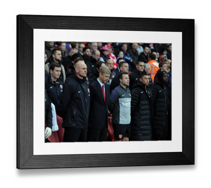 Framed Print : Steve Bould (Assistant Manager) and Arsene Wenger the Manager of Arsenal observe a minutes silence Framed Print : Steve Bould (Assistant Manager) and Arsene Wenger the Manager of Arsenal observe a minutes silence